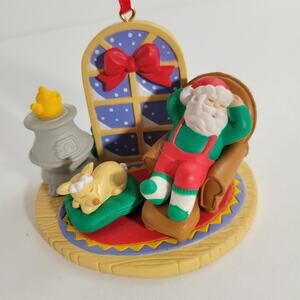Vintage Avon Santa Sleeping in Chair Christmas Ornament